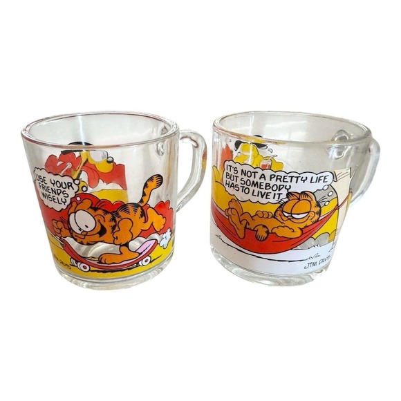 McDonald's Other - GARFIELD & ODIE Vintage 1978 Clear McDonald's Glass Coffee Cups Mugs (Set of 2)